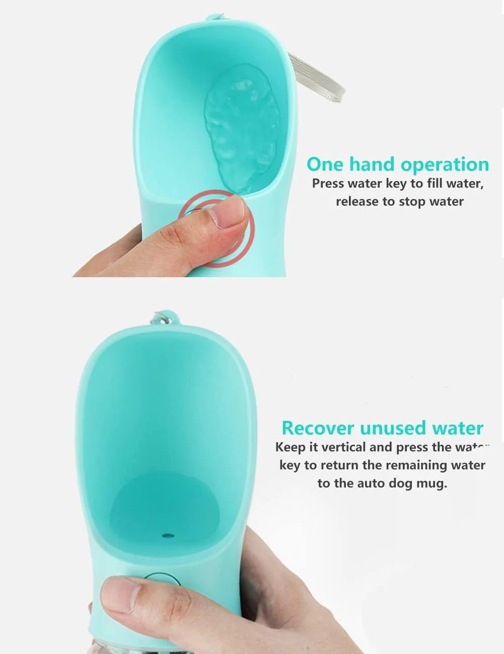 8.3 x 2.5-Inch Dog Water Bottle, 12 Oz Leak-Proof Portable Pet Water Dispenser with Drinking Feeder for Outdoor Activities - Food Grade Plastic, Blue