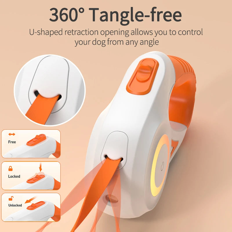 5M Automatic Retractable Dog Leash with LED Light for Enhanced Visibility and Safety During Walks