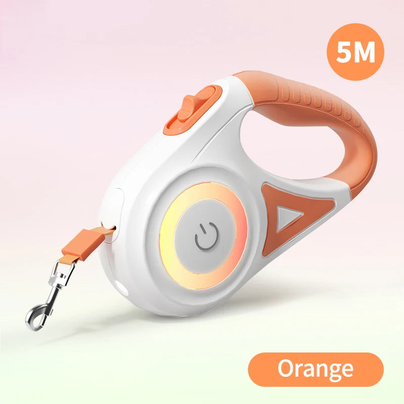 5M Automatic Retractable Dog Leash with LED Light for Enhanced Visibility and Safety During Walks
