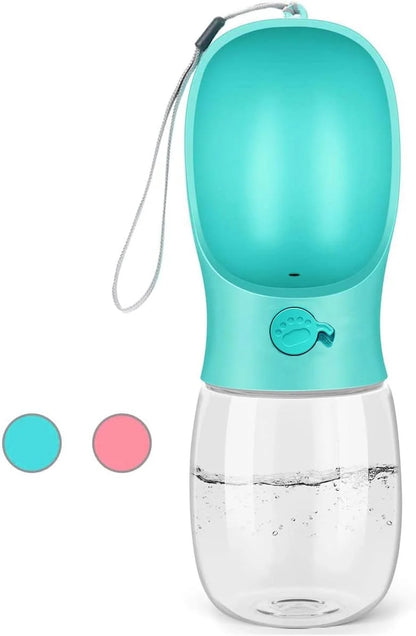 8.3 x 2.5-Inch Dog Water Bottle, 12 Oz Leak-Proof Portable Pet Water Dispenser with Drinking Feeder for Outdoor Activities - Food Grade Plastic, Blue