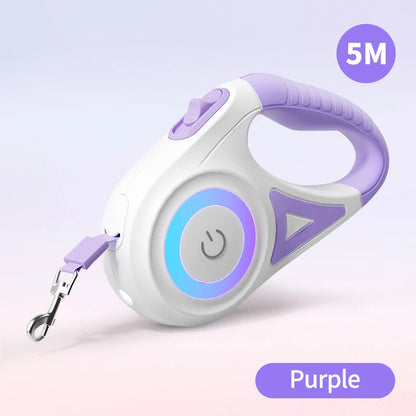 5M Automatic Retractable Dog Leash with LED Light for Enhanced Visibility and Safety During Walks