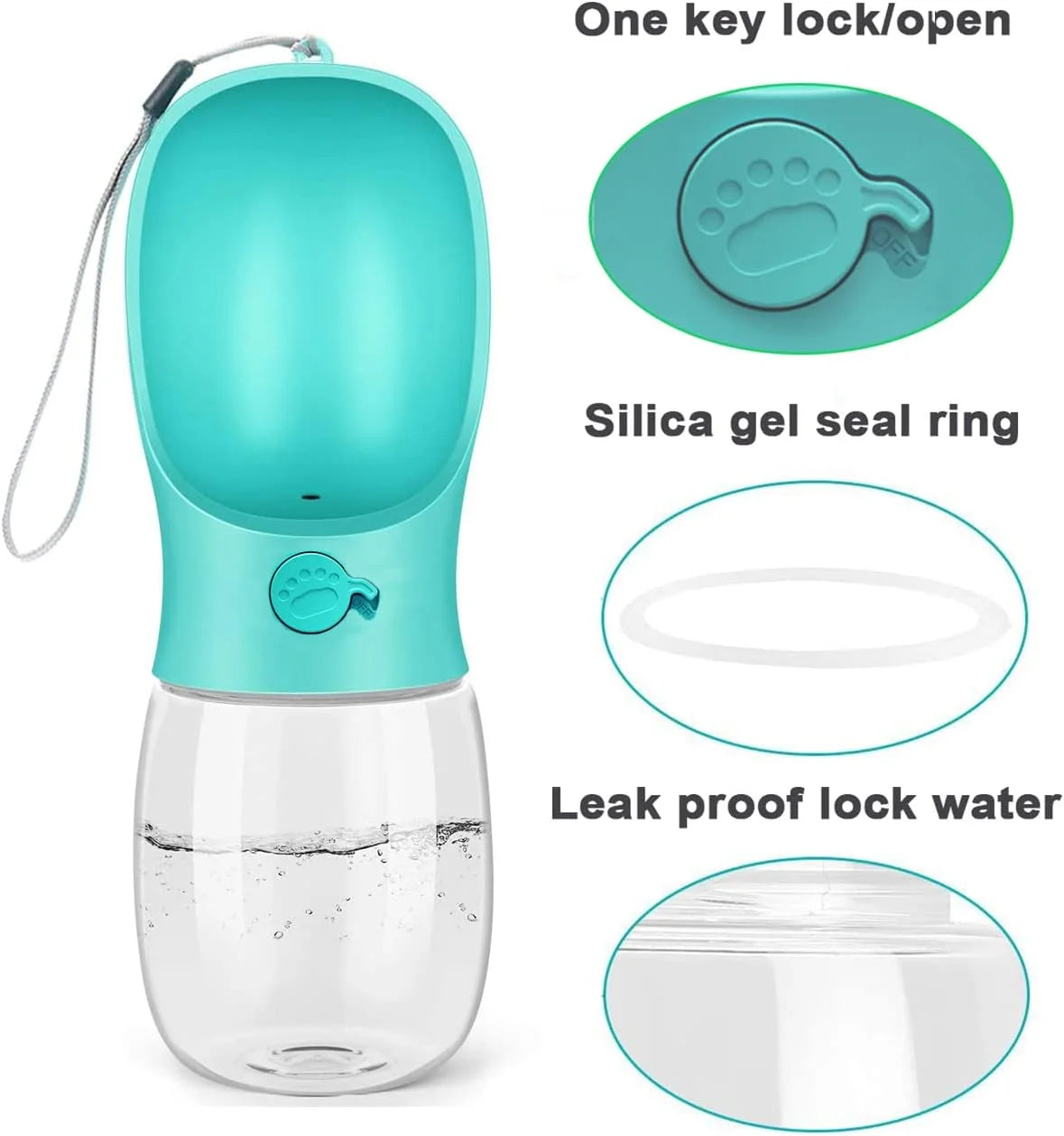 8.3 x 2.5-Inch Dog Water Bottle, 12 Oz Leak-Proof Portable Pet Water Dispenser with Drinking Feeder for Outdoor Activities - Food Grade Plastic, Blue