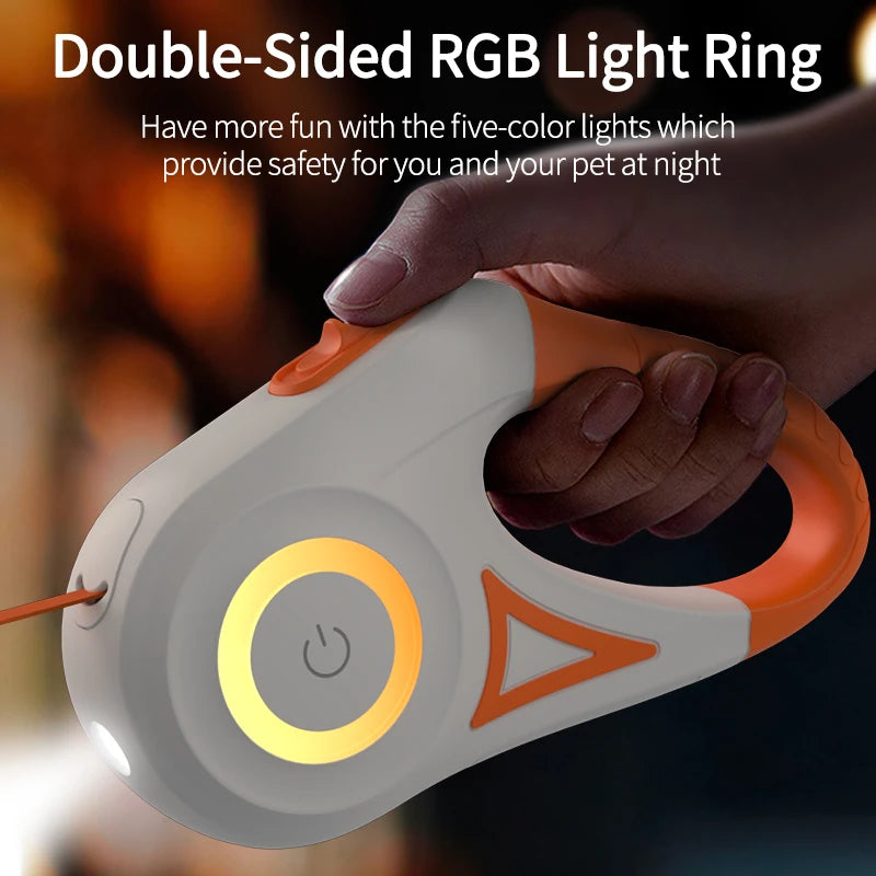 5M Automatic Retractable Dog Leash with LED Light for Enhanced Visibility and Safety During Walks