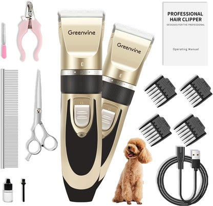 Professional Rechargeable Dog and Cat Grooming Kit with Hair Clippers and Remover