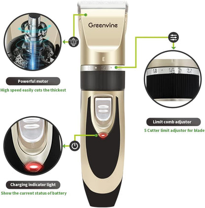 Professional Rechargeable Dog and Cat Grooming Kit with Hair Clippers and Remover